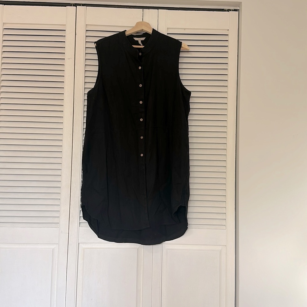 DKR Black Linen-blend Sleeveless Dress